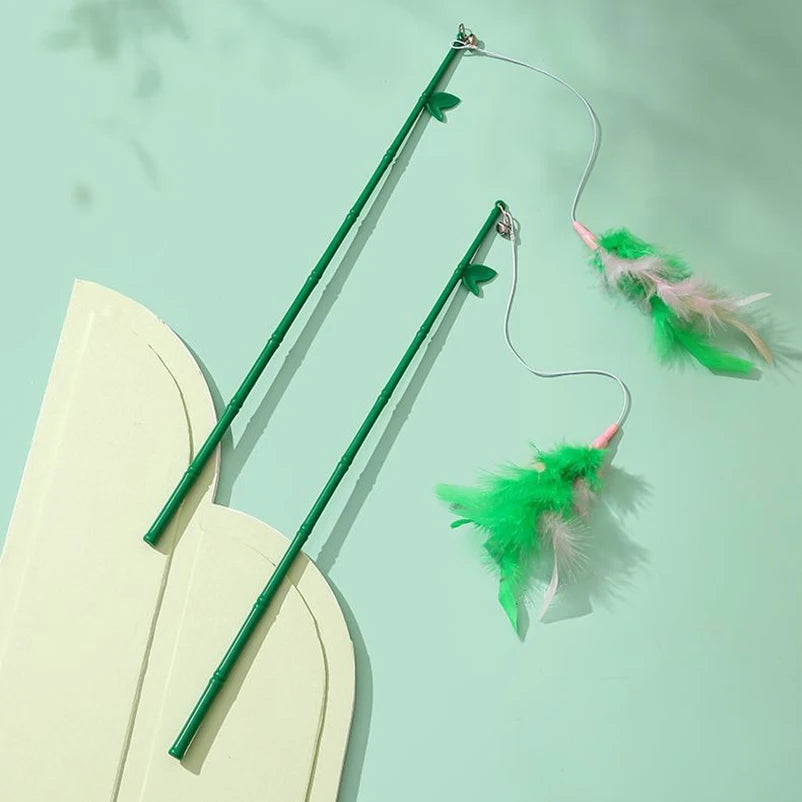 Cats Toys Feathers Wand Interactive Toy Kitten Toys with Super Suction Cup Detachable 2 PCS Feather Replacements Cat Accesorios