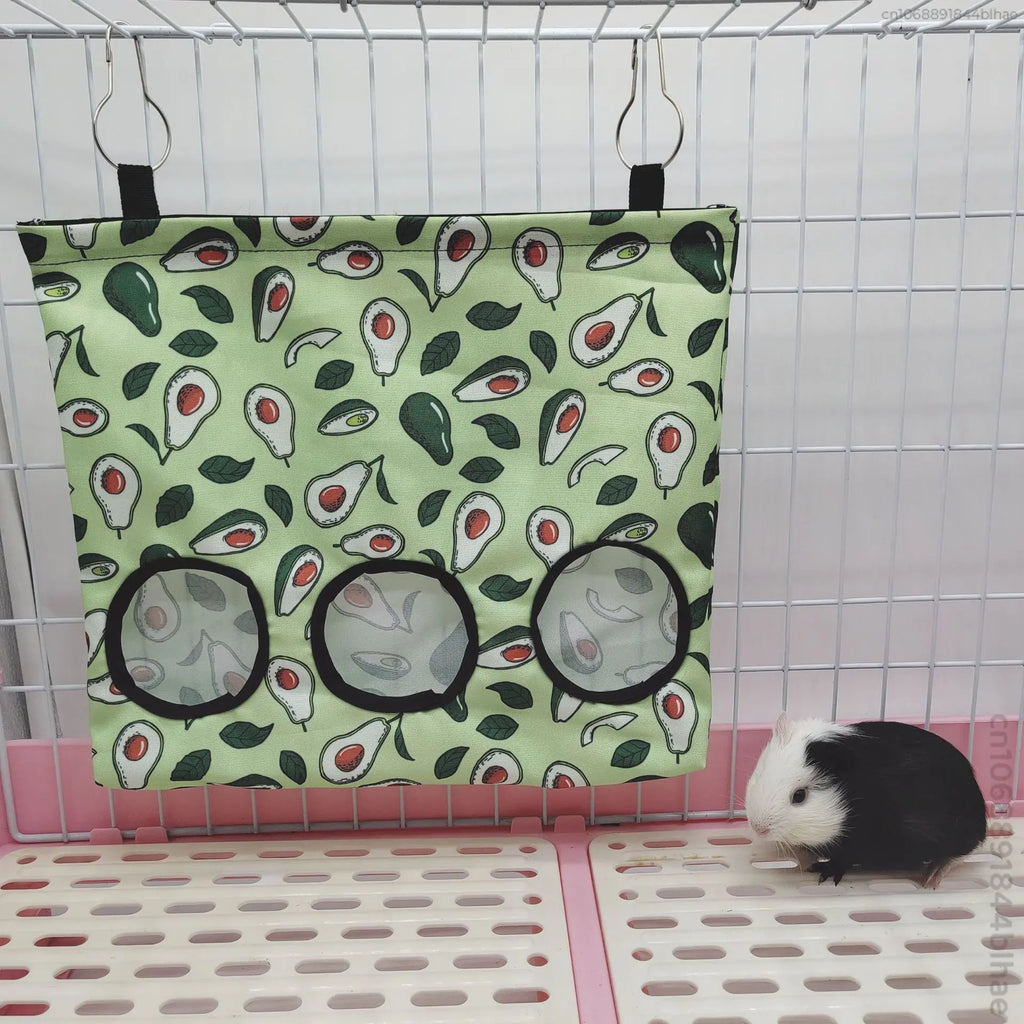 Hay Bag Hanging Pouch Feeder Holder Feeding Dispenser Container for Rabbit Guinea Pig Small Animals Pet Bunny Cage Accessories