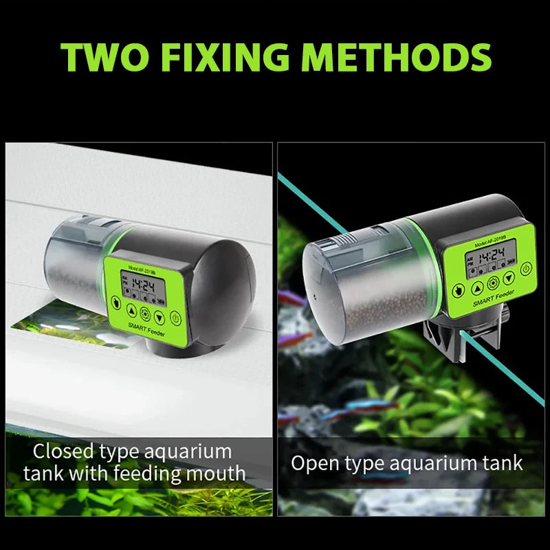 Smart Automatic Fish Feeder with Digital Timer, Electric Food Dispenser for Aquarium Tank, Easy Fill for Vacation & Holiday Feed