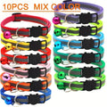 Reflective Breakaway Cat Collars with Bells & Round Ears, Durable Polyamide Material, Adjustable Safety Pet Collar Set w