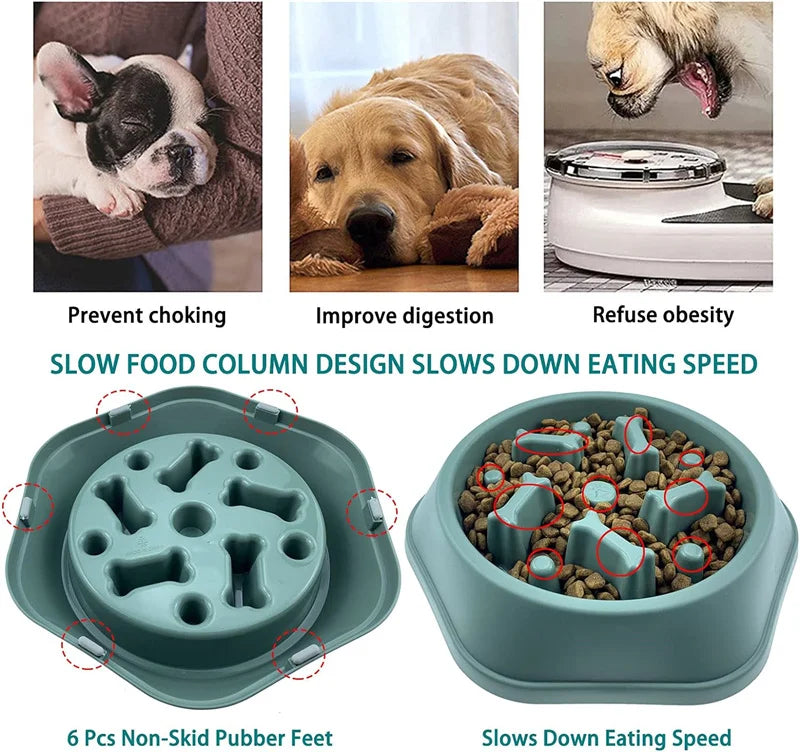 Slow Feeder Dog Bowl Anti-choking Puppy Food Bowl Anti-slip Pet Slow Eating Dog Dishes Puzzle Feeders for Dogs Small Medium