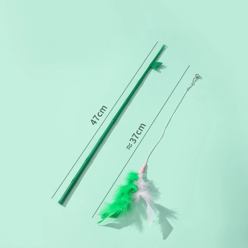 Cats Toys Feathers Wand Interactive Toy Kitten Toys with Super Suction Cup Detachable 2 PCS Feather Replacements Cat Accesorios