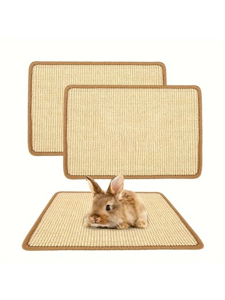 Rabbit Chew & Scratch Mat - Natural Fiber Anti-Slip Pad | Cage Bedding & Teeth Care | Small Pet Sleep & Play