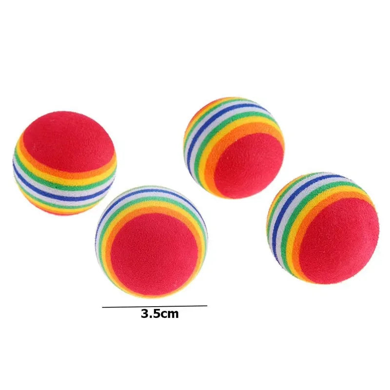 10PCS/5PCS Rainbow Cat Toys Ball Interactive Cat Dog Play Chewing Rattle Scratch Ball Training Cat Rainbow Ball Toy Pet Supplies