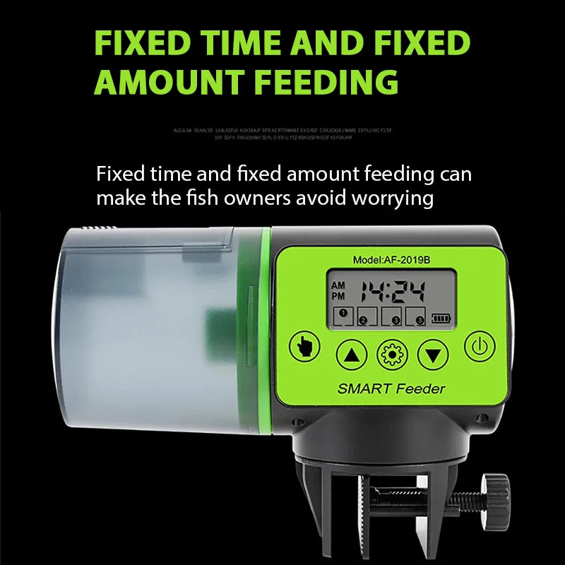 Smart Automatic Fish Feeder with Digital Timer, Electric Food Dispenser for Aquarium Tank, Easy Fill for Vacation & Holiday Feed