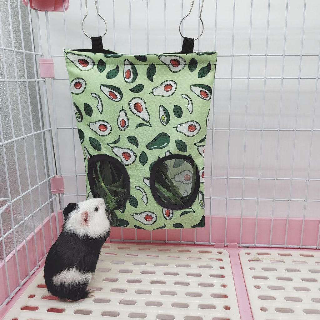 Hay Bag Hanging Pouch Feeder Holder Feeding Dispenser Container for Rabbit Guinea Pig Small Animals Pet Bunny Cage Accessories