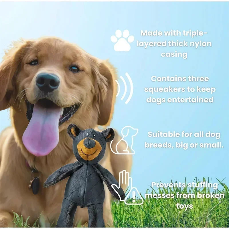 Unbreakable Extreme Bear Toy For Dogs Chewer Indestructible Plush Dog Squeaking Toy Durable Tough Heavy-duty Chew Dog Toys