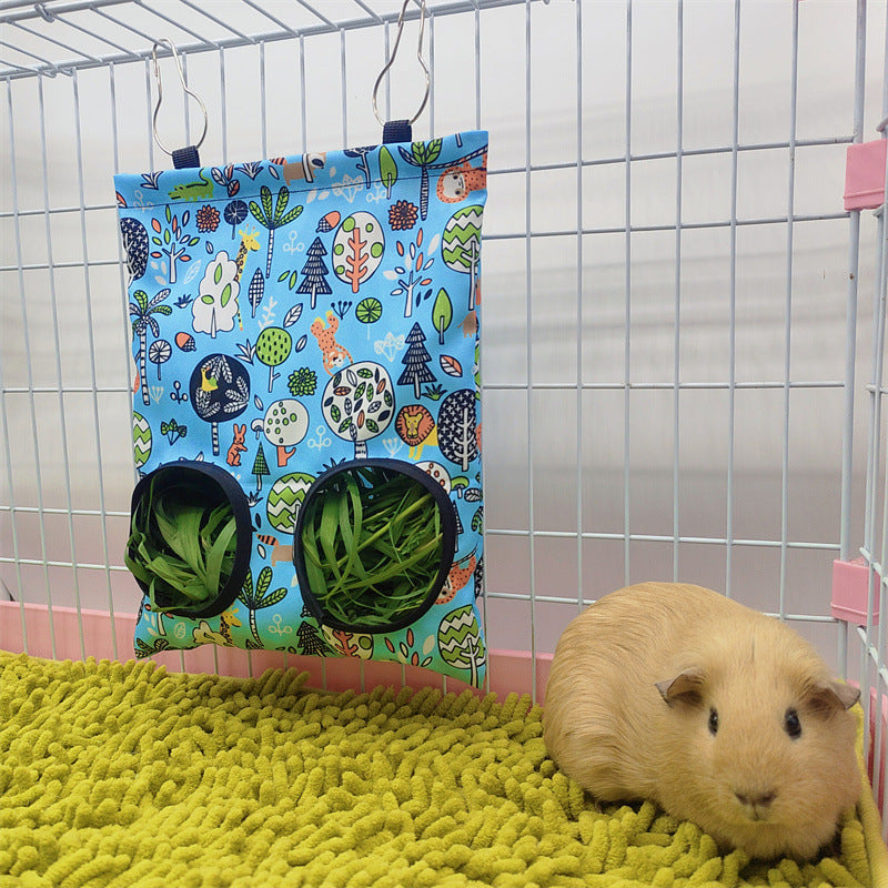 Hay Bag Hanging Pouch Feeder Holder Feeding Dispenser Container for Rabbit Guinea Pig Small Animals Pet Bunny Cage Accessories