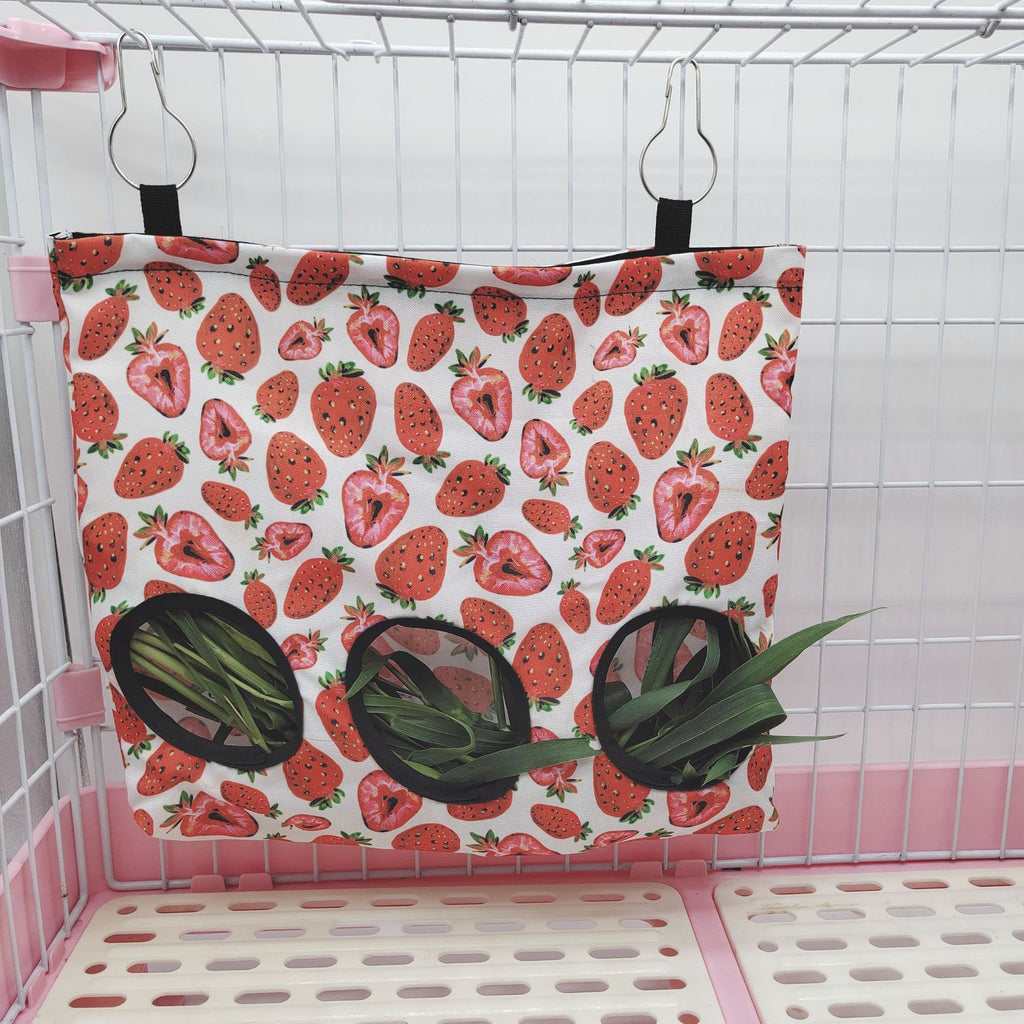 Hay Bag Hanging Pouch Feeder Holder Feeding Dispenser Container for Rabbit Guinea Pig Small Animals Pet Bunny Cage Accessories