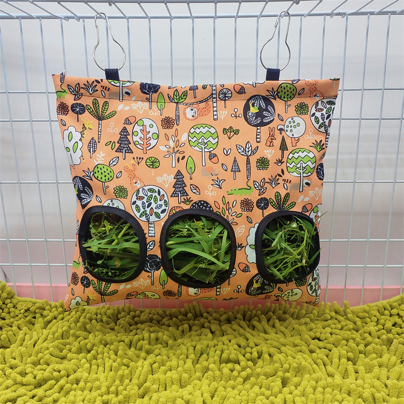 Hay Bag Hanging Pouch Feeder Holder Feeding Dispenser Container for Rabbit Guinea Pig Small Animals Pet Bunny Cage Accessories