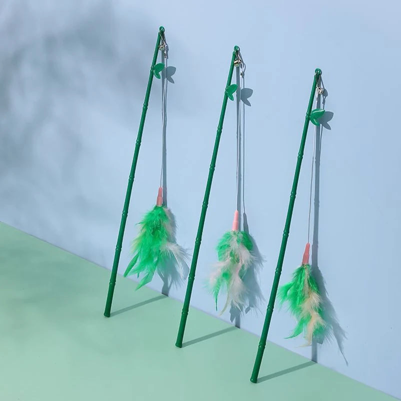 Cats Toys Feathers Wand Interactive Toy Kitten Toys with Super Suction Cup Detachable 2 PCS Feather Replacements Cat Accesorios