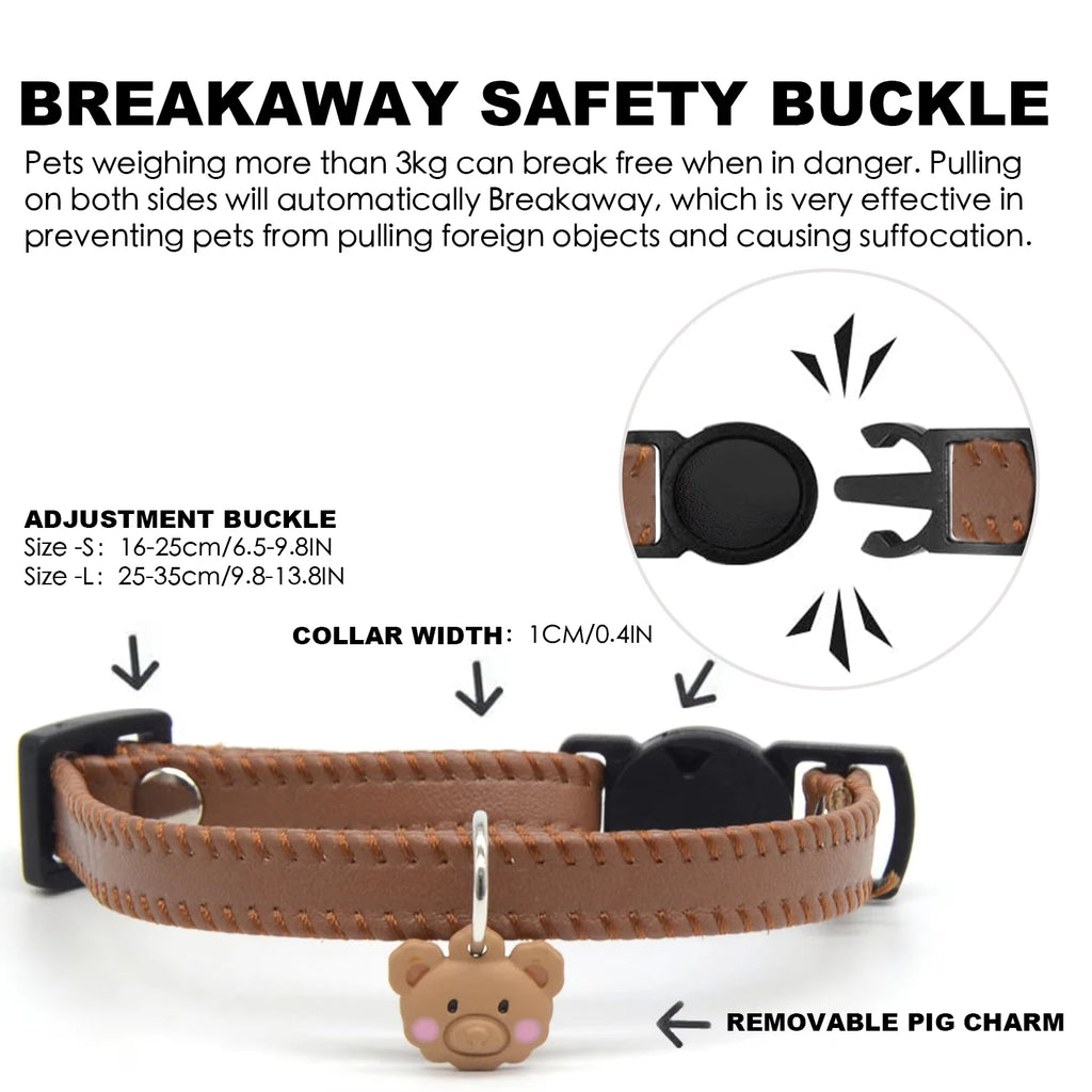 Leather Cat Collar Breakaway with Safety Buckle for Cats Puppy Pet Supplies Fashion Light Weight Cat Accessories Kiten Colla