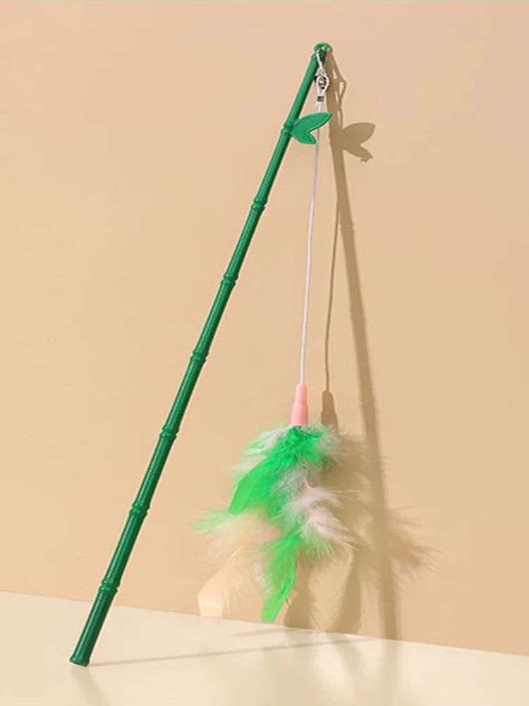 Cats Toys Feathers Wand Interactive Toy Kitten Toys with Super Suction Cup Detachable 2 PCS Feather Replacements Cat Accesorios