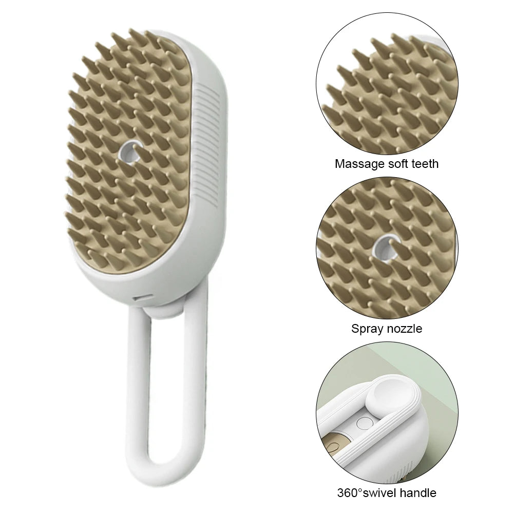 Electric Pet Steam Brush Hair Removal Combs 3 in 1 Rechargeable Cat Dog Water Spray Massage Brush for Cleaning Haired Pets