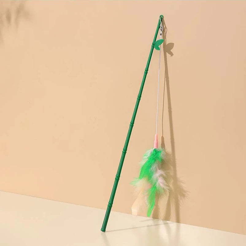 Cats Toys Feathers Wand Interactive Toy Kitten Toys with Super Suction Cup Detachable 2 PCS Feather Replacements Cat Accesorios