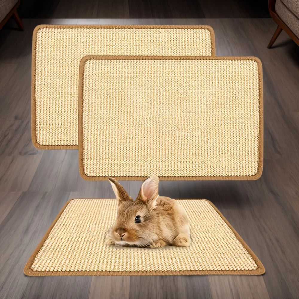 Rabbit Chew & Scratch Mat - Natural Fiber Anti-Slip Pad | Cage Bedding & Teeth Care | Small Pet Sleep & Play