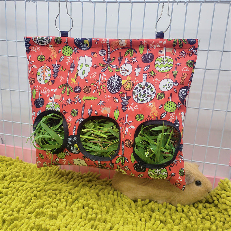 Hay Bag Hanging Pouch Feeder Holder Feeding Dispenser Container for Rabbit Guinea Pig Small Animals Pet Bunny Cage Accessories