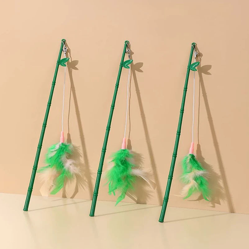Cats Toys Feathers Wand Interactive Toy Kitten Toys with Super Suction Cup Detachable 2 PCS Feather Replacements Cat Accesorios