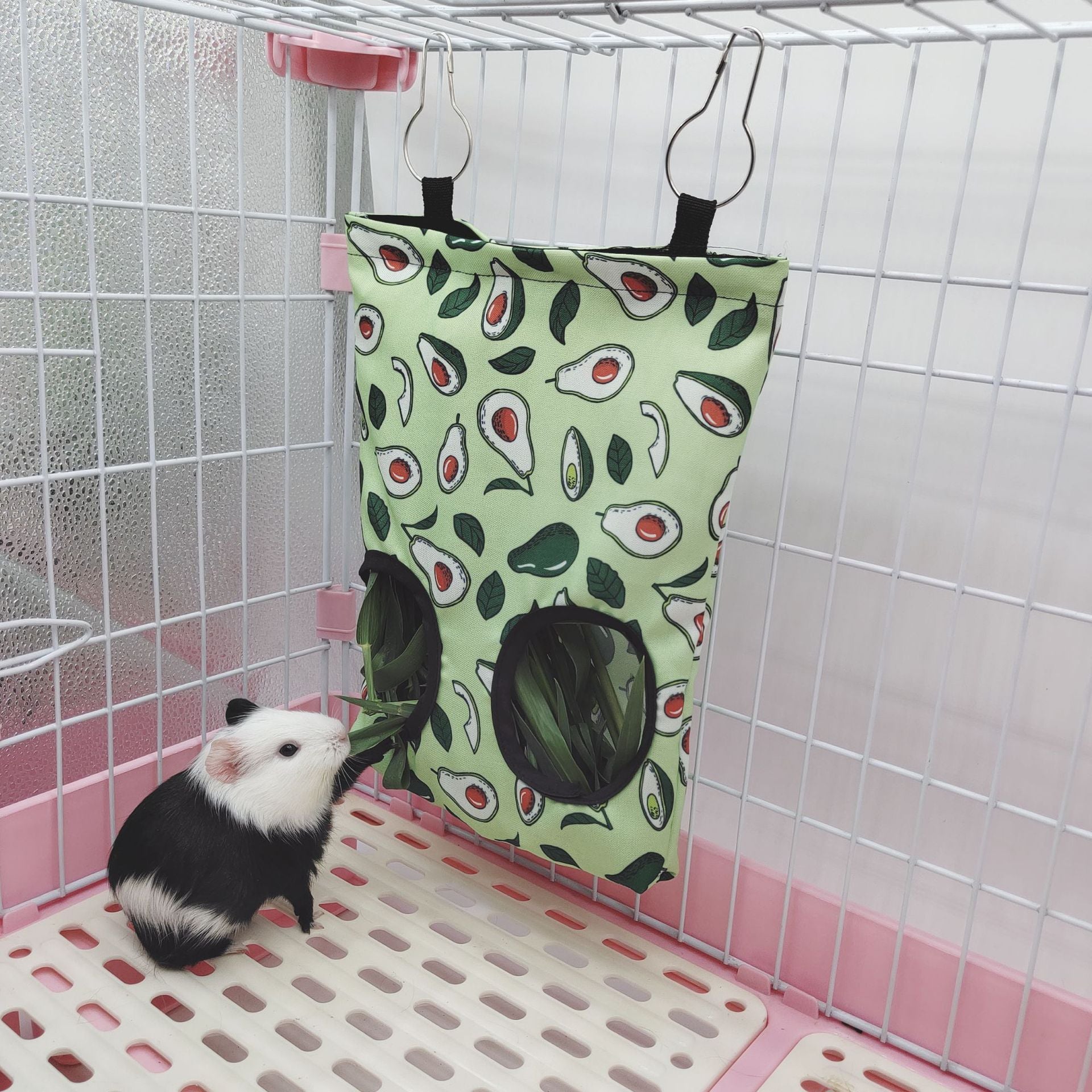 Hay Bag Hanging Pouch Feeder Holder Feeding Dispenser Container for Rabbit Guinea Pig Small Animals Pet Bunny Cage Accessories