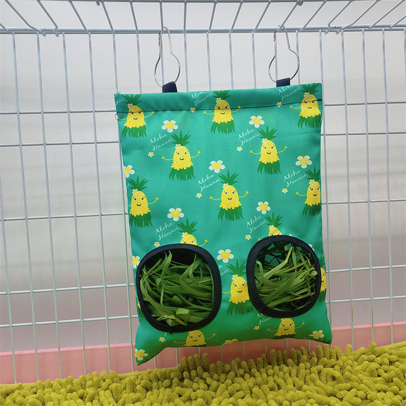 Hay Bag Hanging Pouch Feeder Holder Feeding Dispenser Container for Rabbit Guinea Pig Small Animals Pet Bunny Cage Accessories