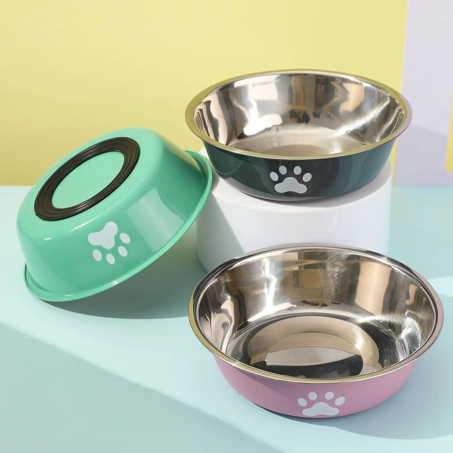 Dog Bowls Stainless Steel Dogs Feeding Bowls With Non-Slip Silicone Sole Dog Food Water Bowl Pet Bowl Dog Dishes For Dog Cat Pet