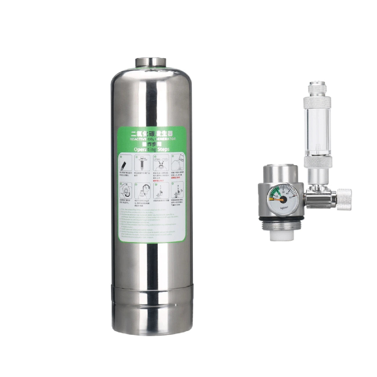 Aquarium CO2 Generator system Kit Stainless Steel CO2 Cylinder Generator System Carbon Dioxide Reactor Kit For Plant Fish