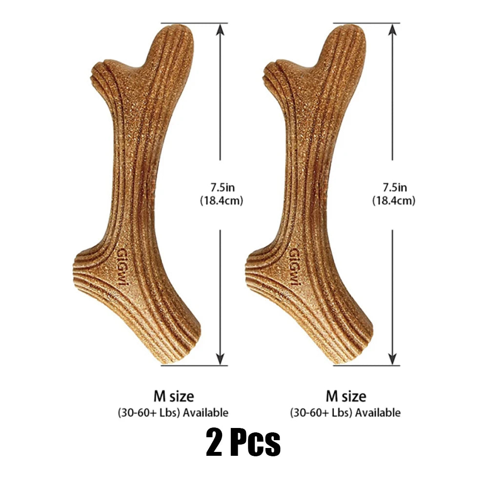 Gigwi Dog Chew Toys Real Wooden Deer Antlers for Aggressive Chewers Large Dog Chewing Indestructible Tough Durable Pet Toys Gift