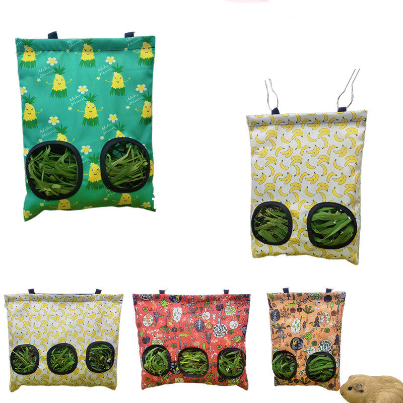 Hay Bag Hanging Pouch Feeder Holder Feeding Dispenser Container for Rabbit Guinea Pig Small Animals Pet Bunny Cage Accessories