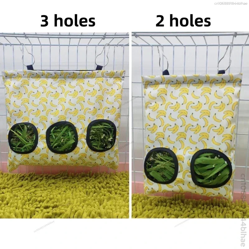 Hay Bag Hanging Pouch Feeder Holder Feeding Dispenser Container for Rabbit Guinea Pig Small Animals Pet Bunny Cage Accessories