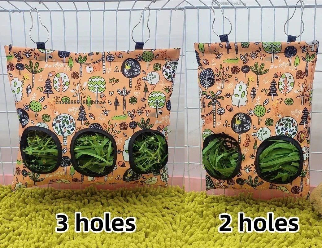 Hay Bag Hanging Pouch Feeder Holder Feeding Dispenser Container for Rabbit Guinea Pig Small Animals Pet Bunny Cage Accessories