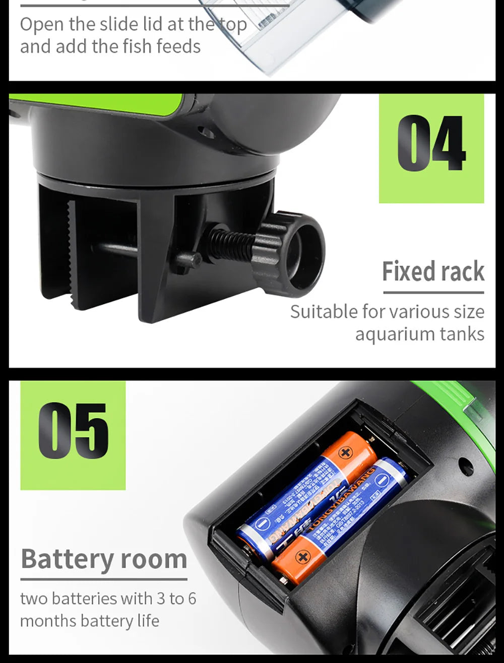 Smart Automatic Fish Feeder with Digital Timer, Electric Food Dispenser for Aquarium Tank, Easy Fill for Vacation & Holiday Feed