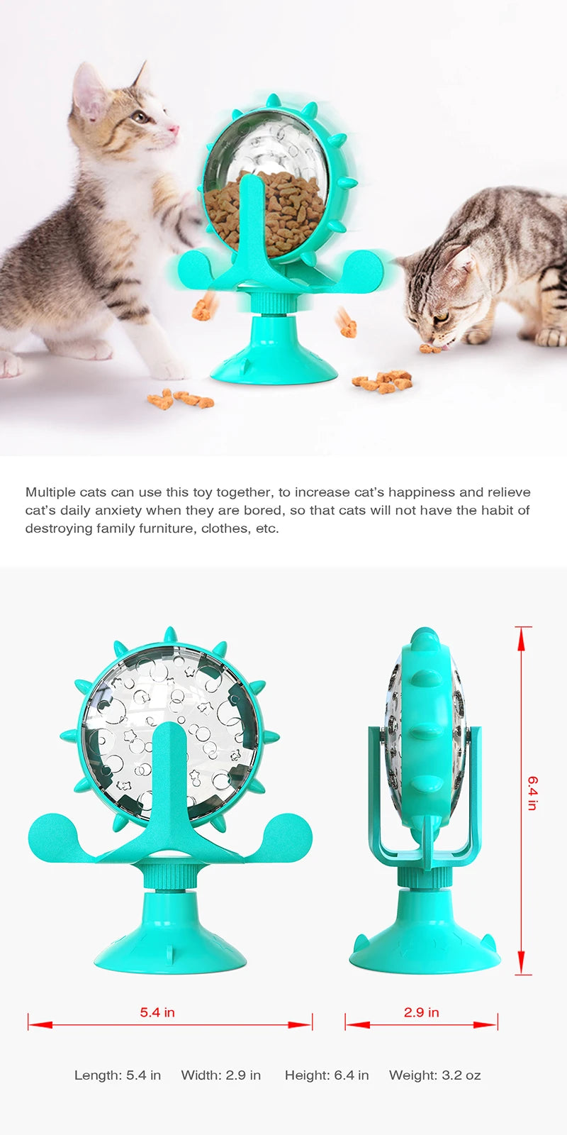 Interactive Treat Leaking Toy For Cat Small Dogs Slow Feeder Dispenser Puppy Funny Rotatable Wheel Improve IQ Kitten Accessories