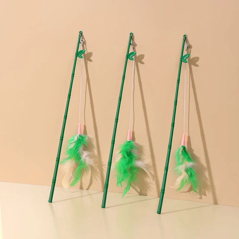 Cats Toys Feathers Wand Interactive Toy Kitten Toys with Super Suction Cup Detachable 2 PCS Feather Replacements Cat Accesorios