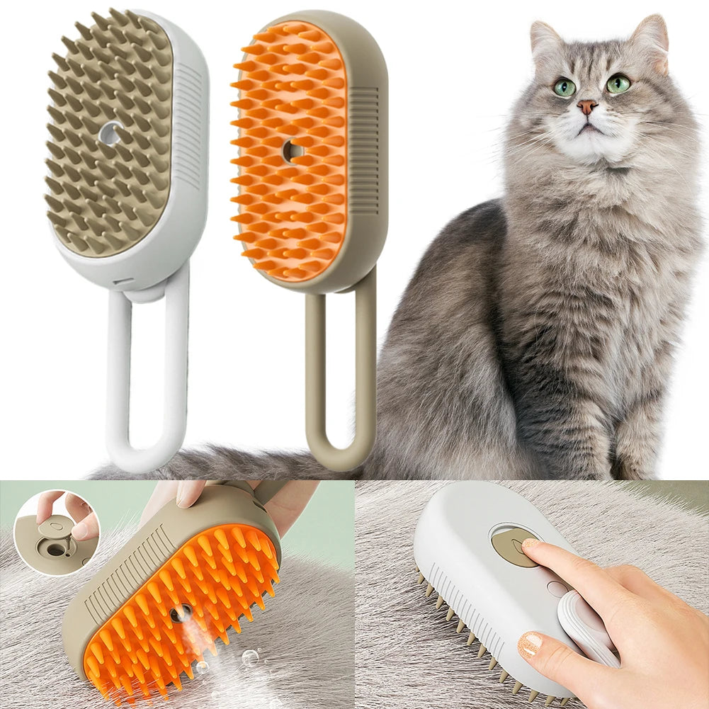 Electric Pet Steam Brush Hair Removal Combs 3 in 1 Rechargeable Cat Dog Water Spray Massage Brush for Cleaning Haired Pets