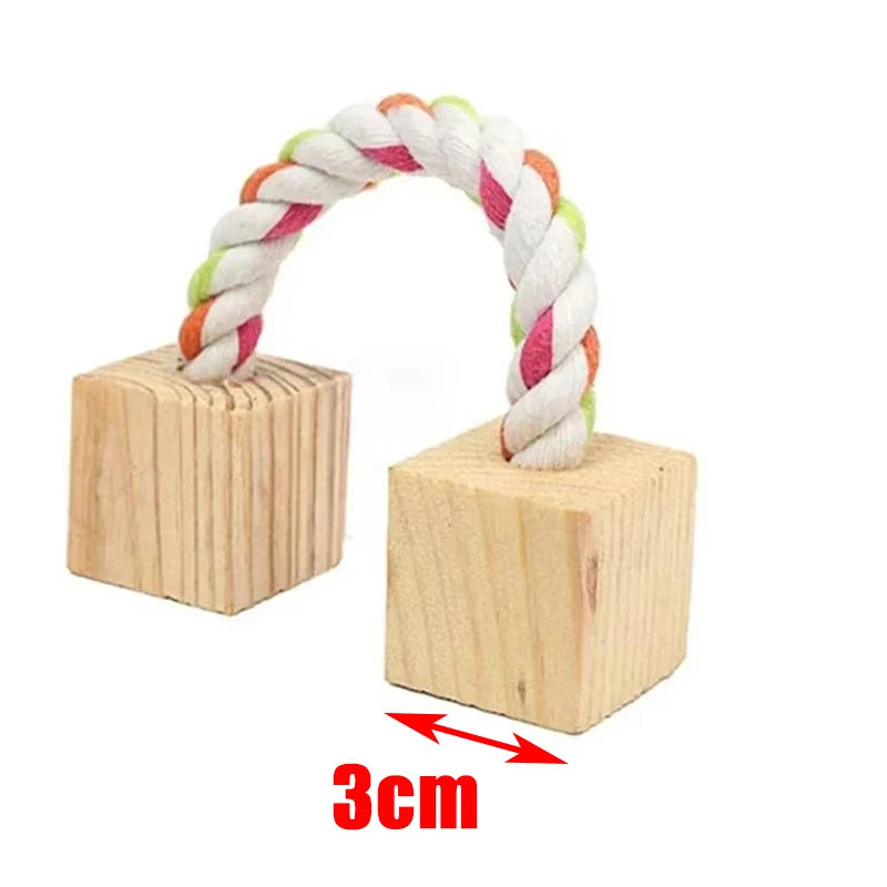 Guinea Pig Rabbit Hamster Small Animal Play Pet Roller Toys Natural Wooden Pine Dumbells Unicycle Bell Chew Chewing Braided Ball