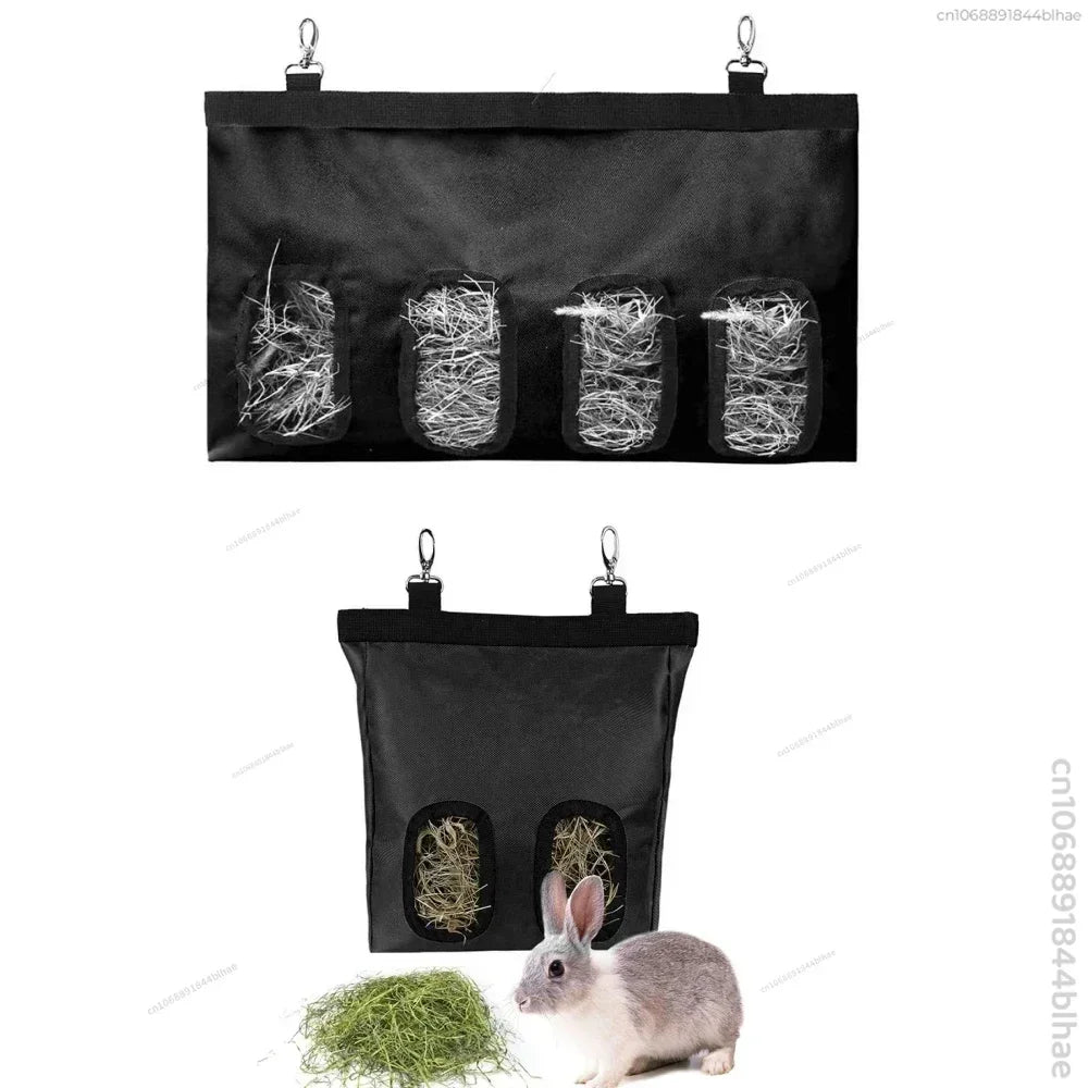 Hay Bag Hanging Pouch Feeder Holder Feeding Dispenser Container for Rabbit Guinea Pig Small Animals Pet Bunny Cage Accessories