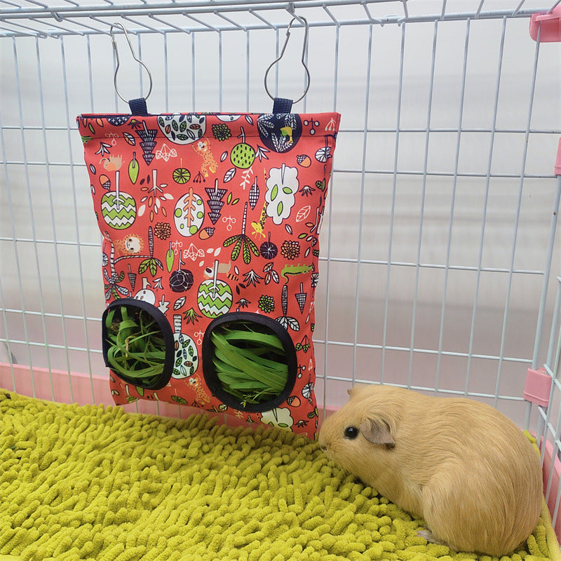 Hay Bag Hanging Pouch Feeder Holder Feeding Dispenser Container for Rabbit Guinea Pig Small Animals Pet Bunny Cage Accessories