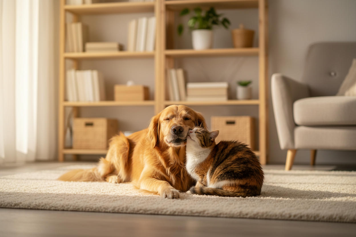 Hund und Katze zusammen